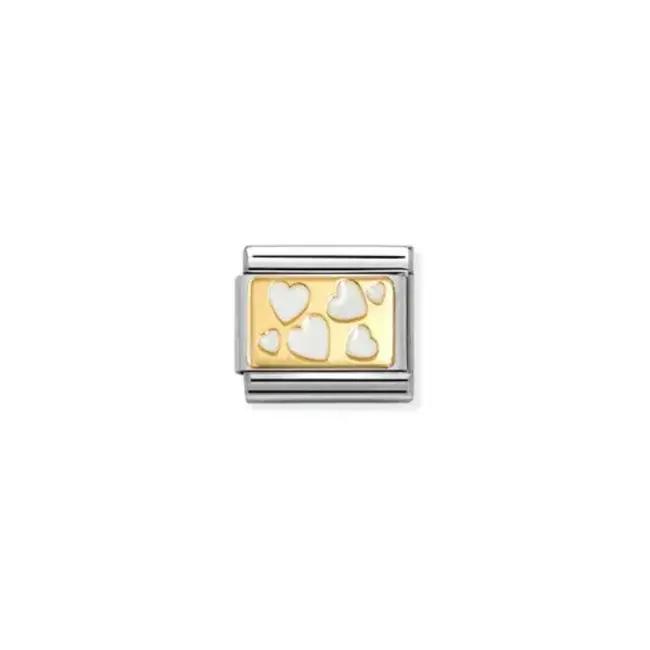 Nomination Nomination Schakel 030284-70 Composable Classic staal met 18 K Geel Goud met witte hartjes