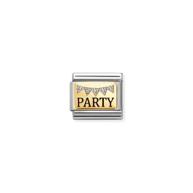 Nomination Nomination Schakel 030289-09 Composable Classic staal met 18 k Geel Gouden Party Glitter
