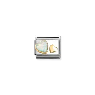 Nomination Nomination Schakel 030520-10 Composable Classic staal met 18 k Geel Goud White Opal Heart