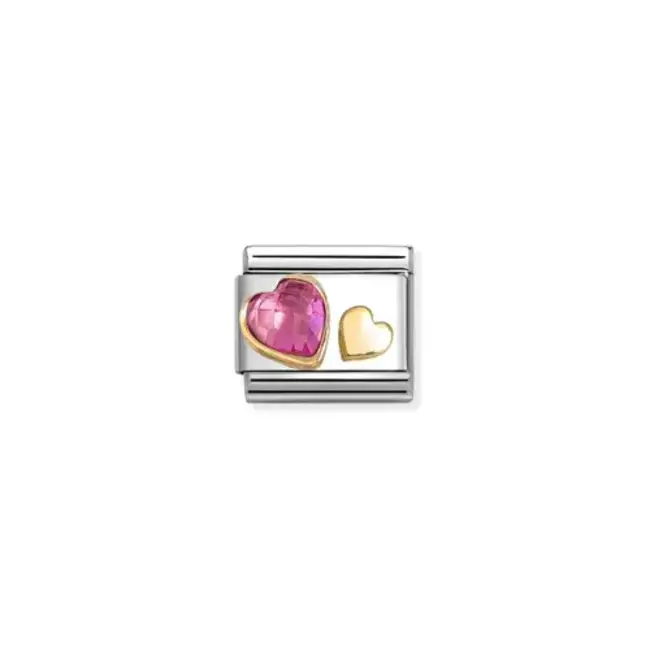 Nomination Nomination Schakel 030611-09 Composable Classic staal met 18 K Geel Goud Dark Pink Heart