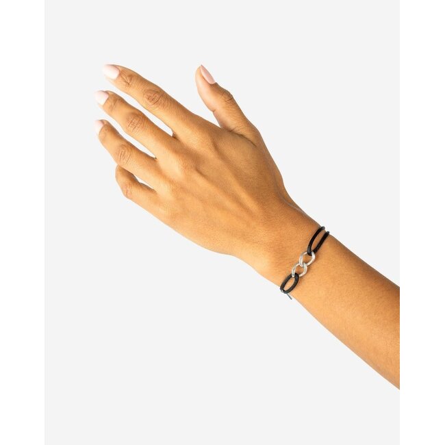 Buddha to Buddha Buddha to Buddha Armband 135BL M  Zilver Koord Zwart Zilver