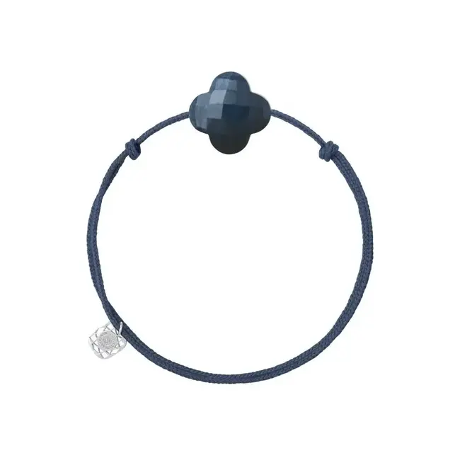 Morganne Bello Morganne Bello Armband 1015X46B164 Friandise Cordon Bracelet-Trefle Pietersite Bleue-Argent Blanc