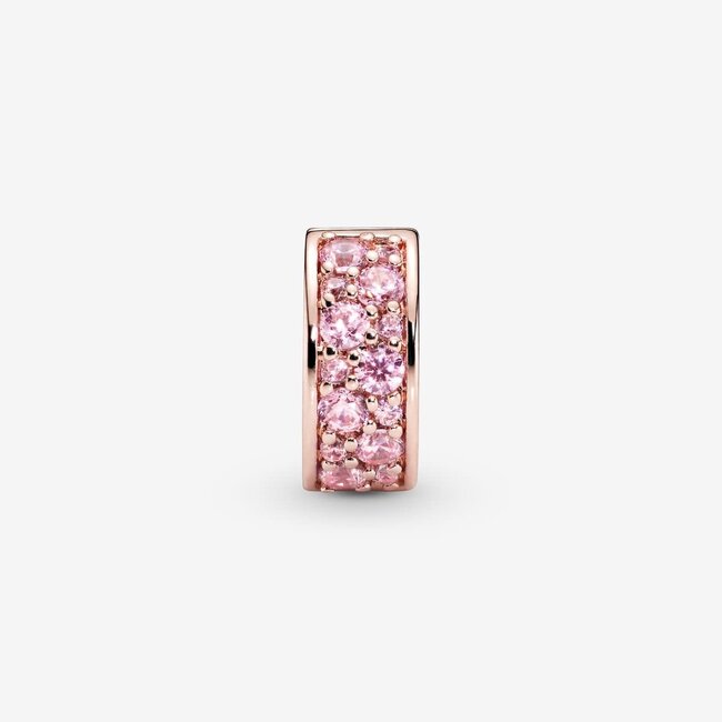 Pandora Pandora Bedel 781817PCZ Zilver Rose Gold-plated Clip met Pink Zirkonia