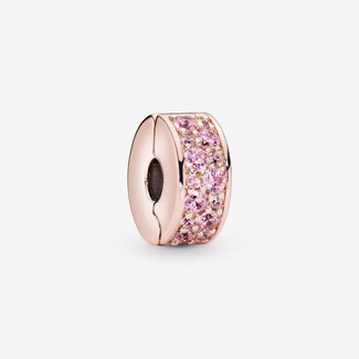 Pandora Pandora Bedel 781817PCZ Zilver Rosegouden Plating Clip met Pink Zirkonia