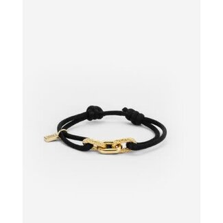 Buddha to Buddha Buddha To Buddha Armband 133BL GV M Katja Koord Zwart met Bedels van Zilver met Geelgouden Plating