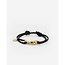 Buddha to Buddha Buddha To Buddha Armband 133BL GV M Katja Koord Zwart met Bedels van Zilver met Geelgouden Plating