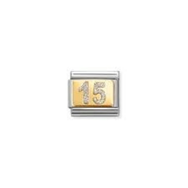 Nomination Nomination Schakel 030224-07 Composable Classic Staal met 18k Geelgoud 15 met Glitters