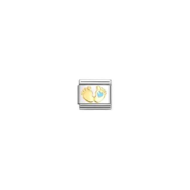 Nomination Nomination Schakel 030272-86 Composable Classic Staal 18k Geelgouden Light blue babyfoot