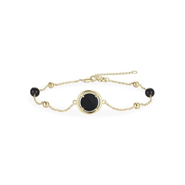 Gisser Jewels Amsterdam Gisser Jewels Armband VGB016Z-17+3 14k Geelgoud met Onyx 17+3cm