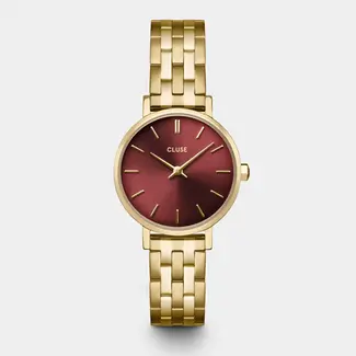 Cluse Cluse Horloge CW10505 Boho Chic Petite Staal met Geelgouden Plating en Dark Cherry Wijzerplaat