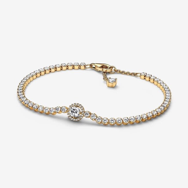 Pandora Pandora Armband 569416C01-18 Zilver met Geelgouden Plating Tennis Maat 18