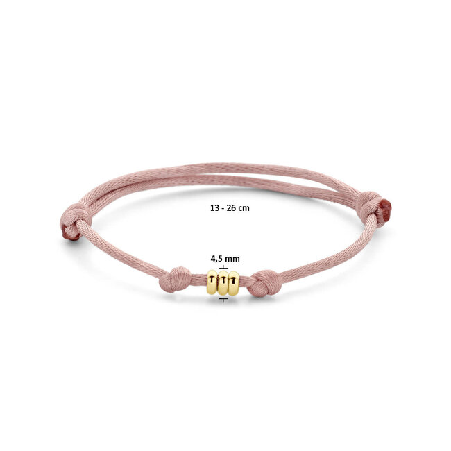 The House Of Blinckers THOB Armband 47.00318 14k Geelgoud 3x Ring Satijn Zacht Rose 13 -26cm