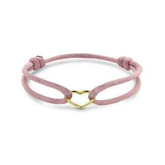 The House Of Blinckers THOB Armband 47.00322 14k Geelgoud Hart Satijn Zacht Rose 13 -26cm