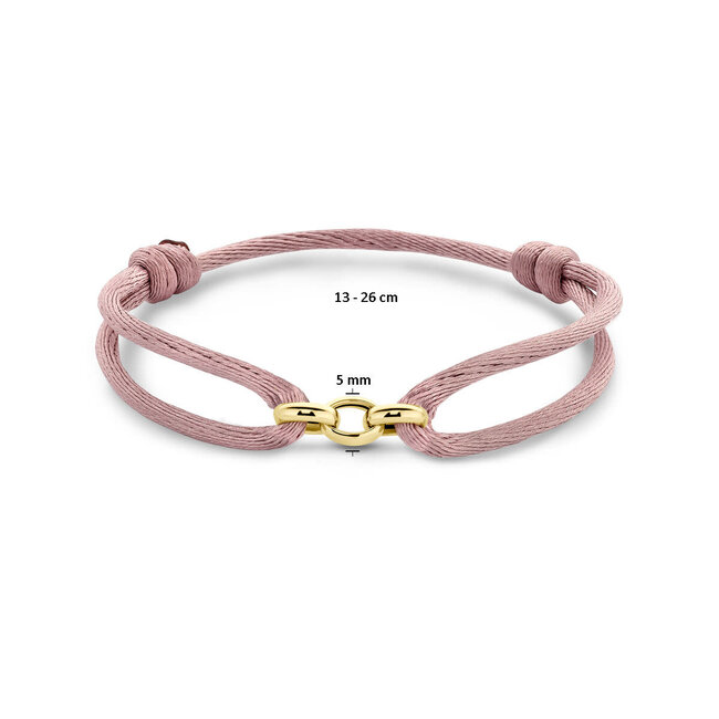 The House Of Blinckers THOB Armband 47.00314 14k Geelgoud 3x Ring Jassaron Satijn Zacht Rose 13 -26cm