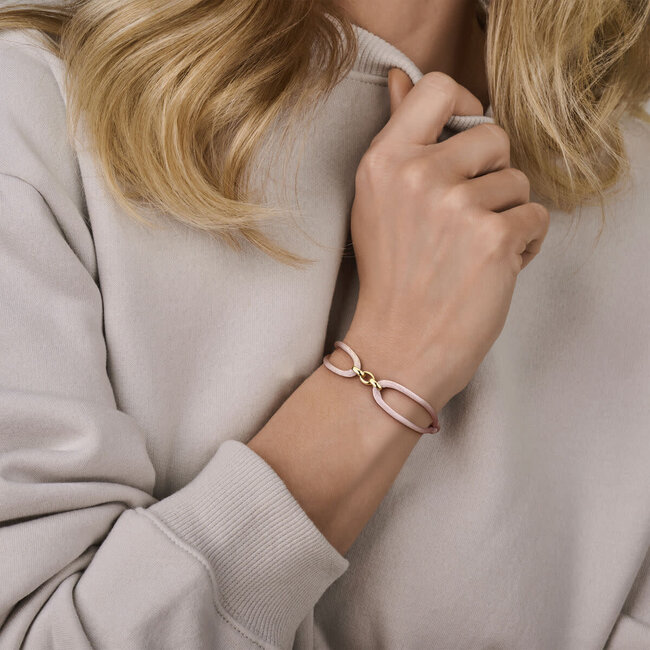 The House Of Blinckers THOB Armband 47.00314 14k Geelgoud 3x Ring Jassaron Satijn Zacht Rose 13 -26cm