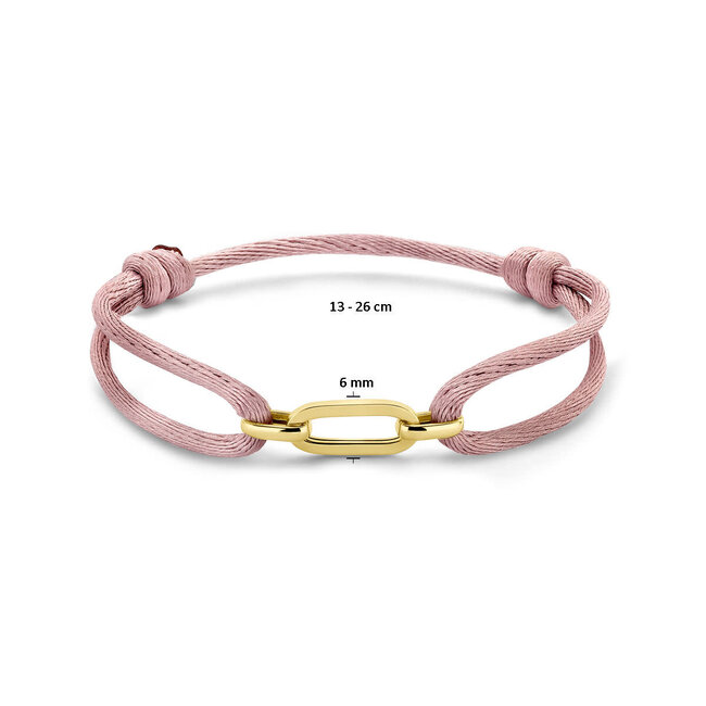 The House Of Blinckers THOB Armband 47.00312 14k Geelgoud Closed For Ever Satijn Zacht Rose 13 -26cm