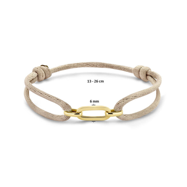 The House Of Blinckers THOB Armband 47.00313 14k Geelgoud Closed For Ever Satijn Beige 13 -26cm