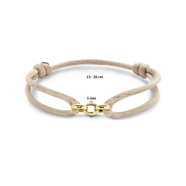 The House Of Blinckers THOB Armband 47.00315 14k Geelgoud 3x Ring Jassaron Satijn Beige 13 -26cm