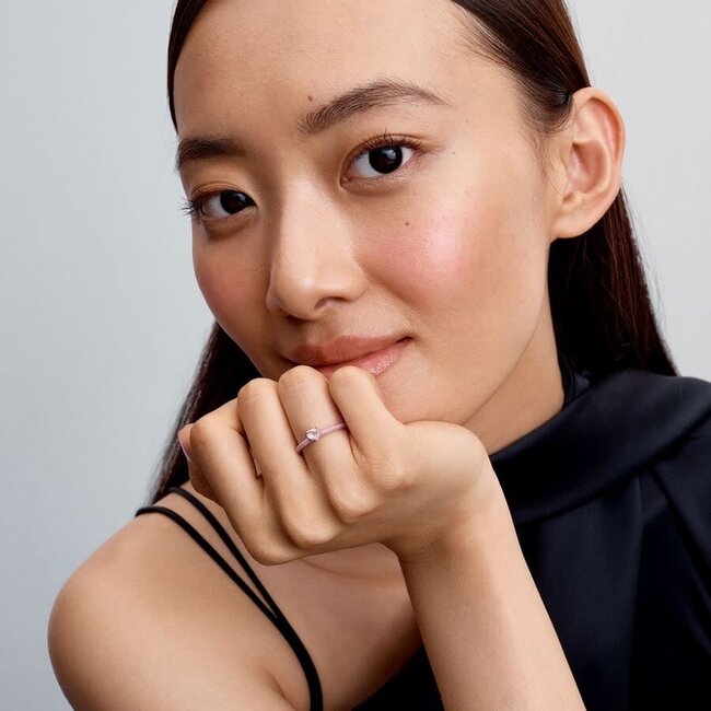 Pandora Pandora Ring 193088C02-54 Zilver met Roze Hart Zirkonia en Roze Maat 54