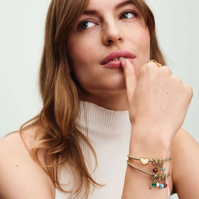 Pandora Pandora Bedel 763462C03 Zilver met 14k Geelgouden Plating Geboortesteen Maart Licht Blauw