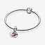 Pandora Pandora Bedel 798887C01 Zilver Mum  Dubbel Hart met Roze Cubic Zirkonia