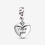 Pandora Pandora Bedel 798887C01 Zilver Mum  Dubbel Hart met Roze Cubic Zirkonia