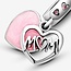 Pandora Pandora Bedel 798887C01 Zilver Mum  Dubbel Hart met Roze Cubic Zirkonia