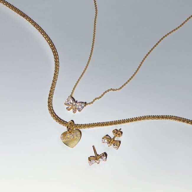 Pandora Pandora Bedel 763604C01 Zilver 14k Geelgouden Plating Love Hart Graveerbaar