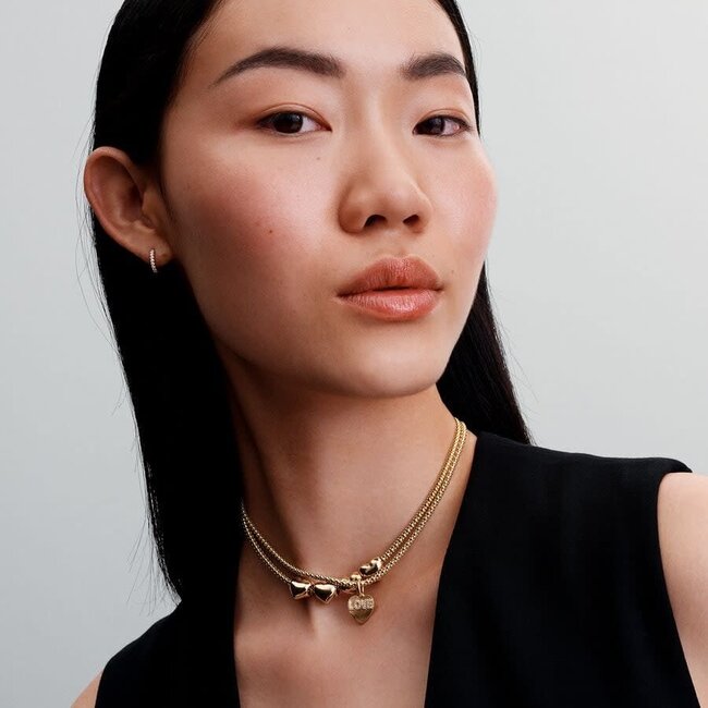 Pandora Pandora Bedel 763604C01 Zilver 14k Geelgouden Plating Love Hart Graveerbaar