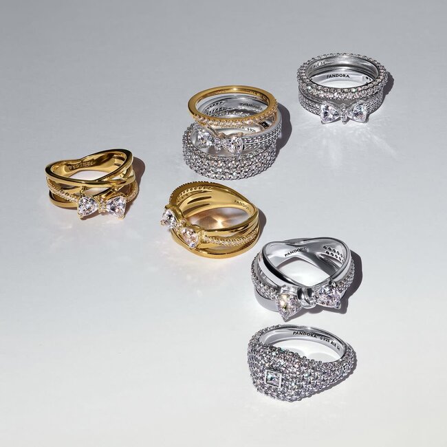 Pandora Pandora Ring 193553C01-54 Zilver Dubbele Ring met Hart Maat 54