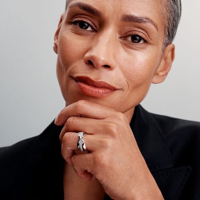 Pandora Pandora Ring 193553C01-54 Zilver Dubbele Ring met Hart Maat 54