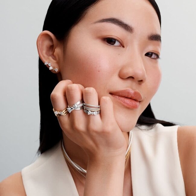 Pandora Pandora Ring 193553C01-54 Zilver Dubbele Ring met Hart Maat 54