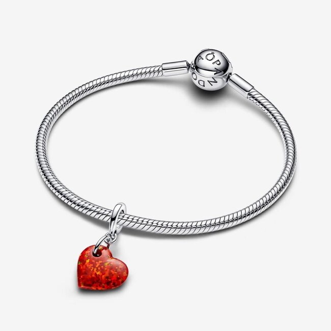 Pandora Pandora Bedel 793348C01 Zilver hart met Rood Lab Opaal