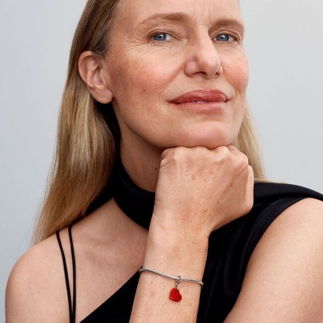 Pandora Pandora Bedel 793348C01 Zilver hart met Rood Lab Opaal
