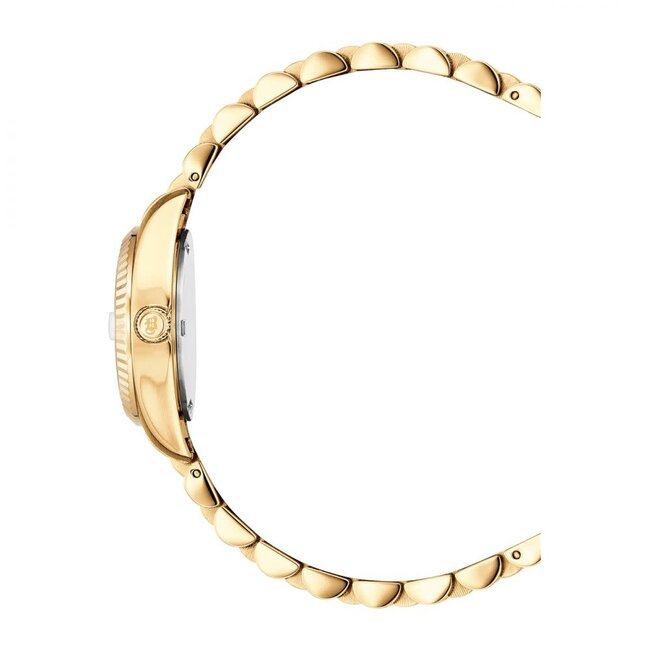 Jacques du Manoir Jacques du Manoir Horloge NRO.12 Staal met Geelgouden Plating en Zilveren Wijzerplaat met Zirkonia 26mm