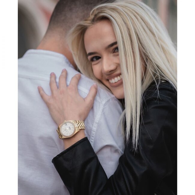 Jacques du Manoir Jacques du Manoir Horloge NRO.11 Staal met Geelgouden Plating Quartz 36mm