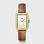 Cluse Cluse Horloge CW11515 Fluette Staal met Geelgouden Plating en Leren Horlogeband Rechthoek