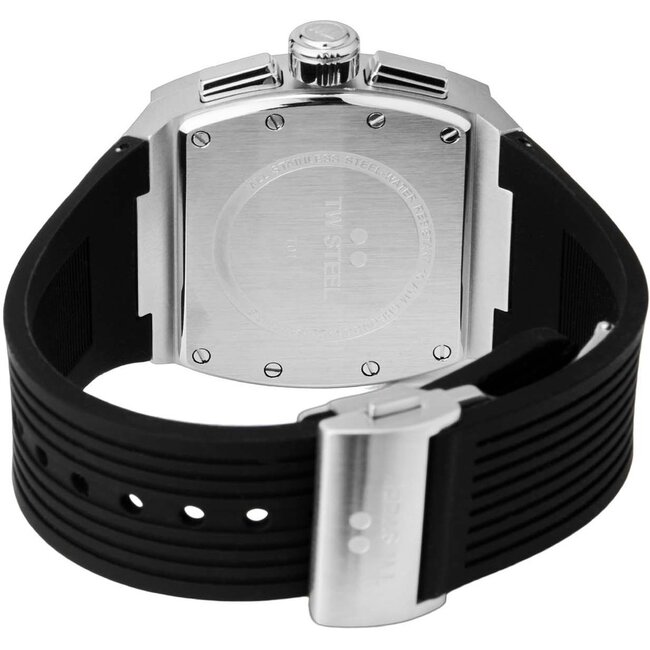 TW Steel TW Steel Horloge T01 Staal Rechthoekige Kast Quartz Chronograaf en met Rubberen Band met Vouwsluiting