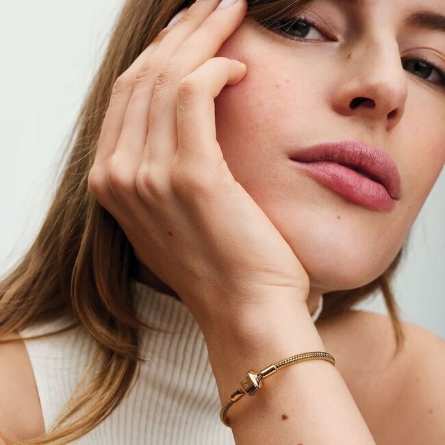 Pandora Pandora Armband 563390C00-17 Zilver met Geelgouden Plating en Pandora Sluiting Rond Maat 17