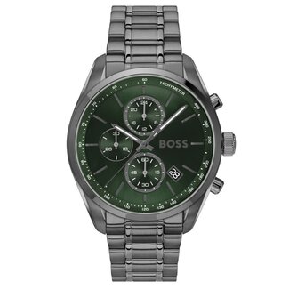 BOSS BOSS Horloge HB1514228 Grand Prix Staal Gun Metal Quartz Chronograaf met Groene Wijzerplaat 44mm