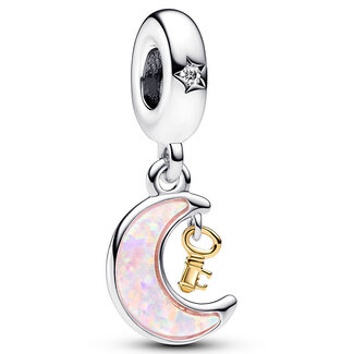Pandora Pandora Bedel 762985C01 Zilver Maan van Opaal met Sleutel