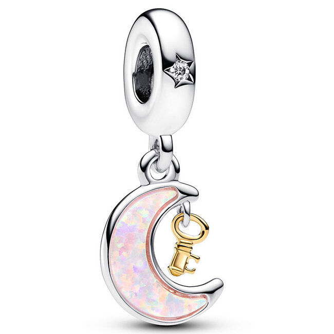 Pandora Pandora Bedel 762985C01 Zilver Maan van Opaal met Sleutel