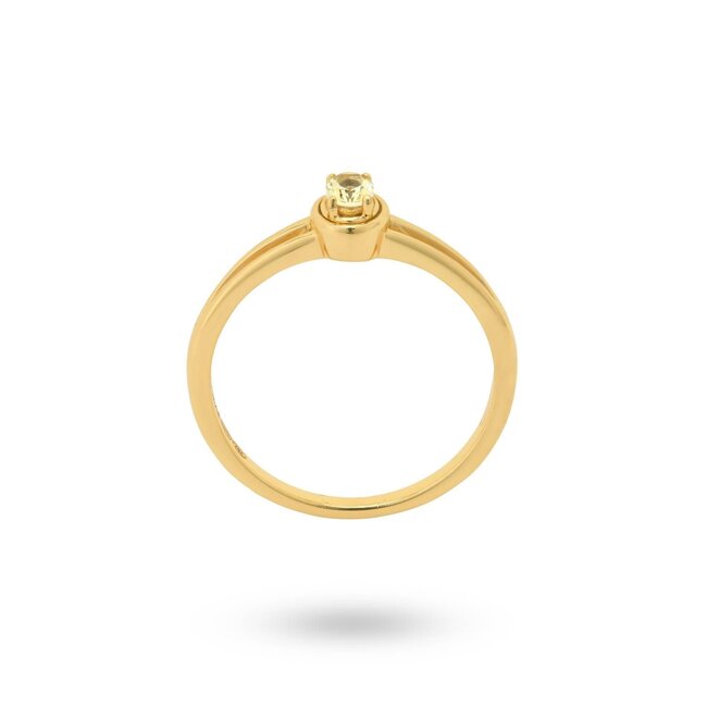 24KAE 24Kae Ring 124149Y/54 Zilver met Geelgouden Plating en Groene Zirkonia Maat 54