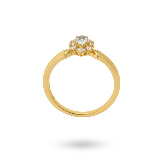 24KAE 24Kae Ring 124152Y/56 Zilver met Geelgouden Plating en Blauwe Zirkonia Maat 56