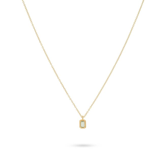 24KAE 24Kae Collier 32484Y Zilver met Geelgouden Plating en Baquette Blauwe Zirkonia