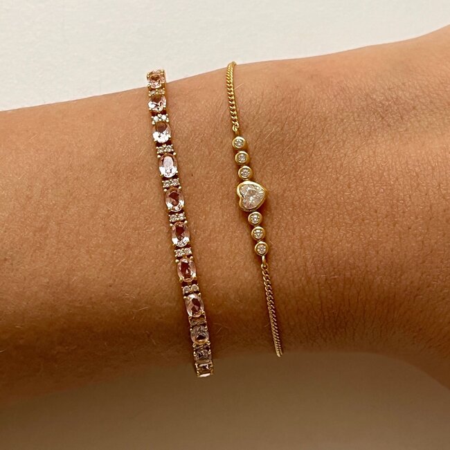 24KAE 24Kae Armband 22480S Zilver met Hart Zirkonia  Maat 14-20cm