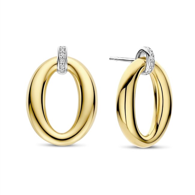 Ti Sento Milano Ti Sento Oorbellen 78013ZY Zilver 14k Gold Plated Oorstekers met Zirkonia