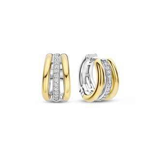 Ti Sento Milano Ti Sento Oorbellen 78010ZY Zilver 14k Gold Plated Drie Ringetjes met Zirkonia