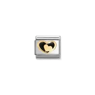 Nomination Nomination Schakel 030283-26 Composable Classic Staal met 18k Geelgoud Love 2x Hart Zwart