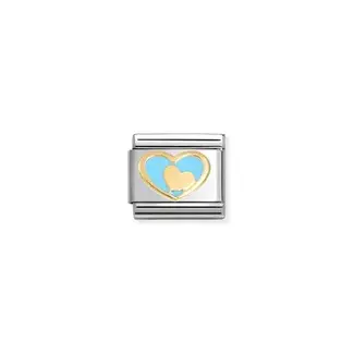 Nomination Nomination Schakel 030283-30 Composable Classic Staal met 18k Geelgoud Love 2x Hart Blauw